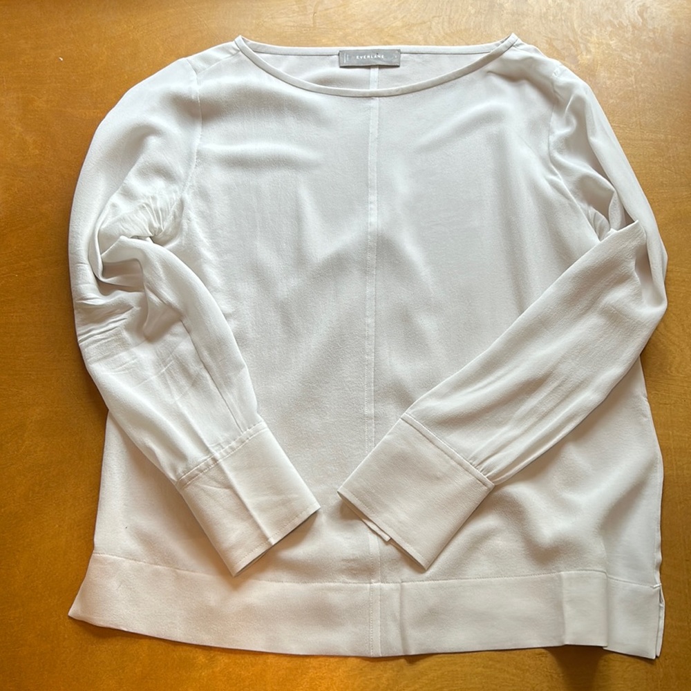 Everlane white silk blouse long-sleeved sz 2